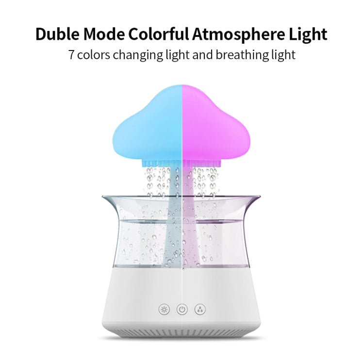 CH06 300ml Rain Humidifier Mushroom Cloud Colorful Night Lamp Aromatherapy Machine, Style: Without Remote Controller(White) by bashfashion