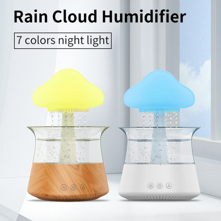 CH06 300ml Rain Humidifier Mushroom Cloud Colorful Night Lamp Aromatherapy Machine, Style: Without Remote Controller(White) by bashfashion