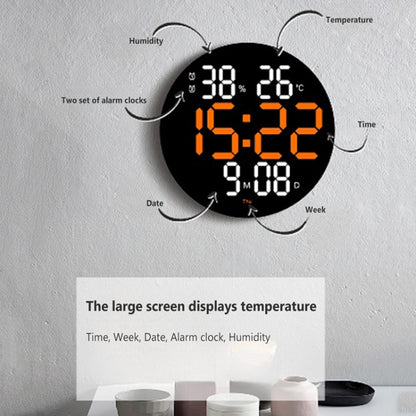 10-Inch Led Digital Wall Clock 2-Color Large Screen Electronic Clock With Temperature Display(Green) by bashfashion