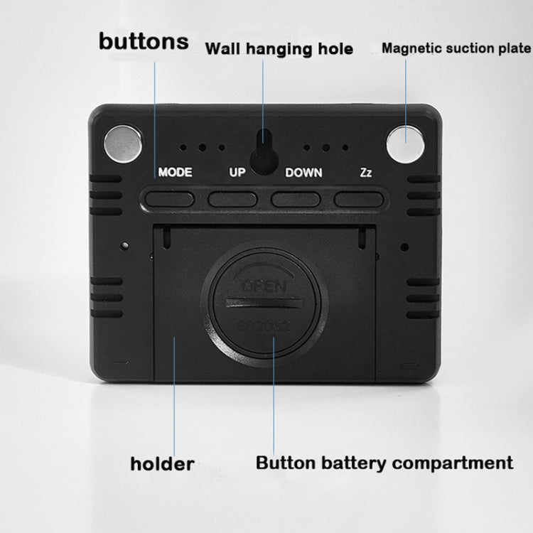 Magnetic LCD Digital Aalarm Clock Large Screen With Temperature Humidity Display(8280 Black) by bashfashion