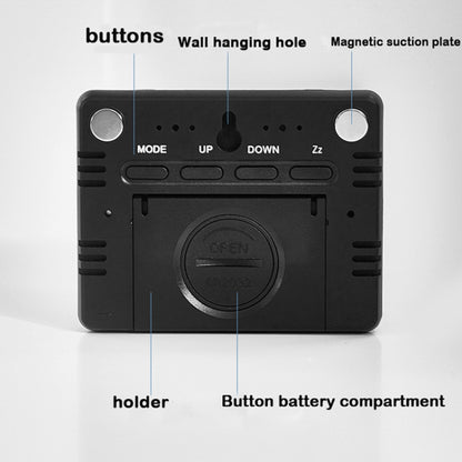 Magnetic LCD Digital Aalarm Clock Large Screen With Temperature Humidity Display(8280 Black) by bashfashion