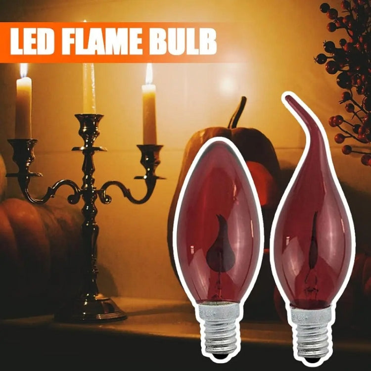 Retro Flame Light Bulb LED Energy-saving Light Source Candle Decorative Light Bulb, Color temperature: E14 Red Flame Pointed by bashfashion