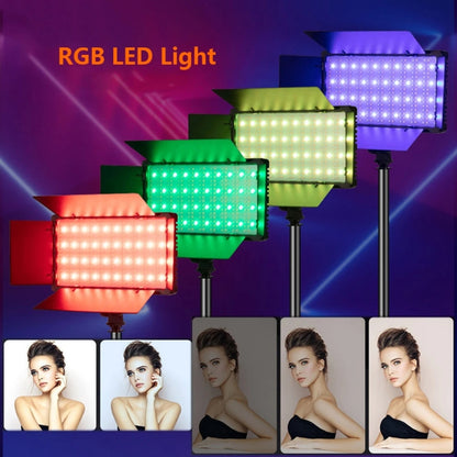 640+95 LEDs RGB Adjustable Live Shooting Fill Light Phone SLR Photography Lamp, EU Plug, Spec: 14 inch by bashfashion