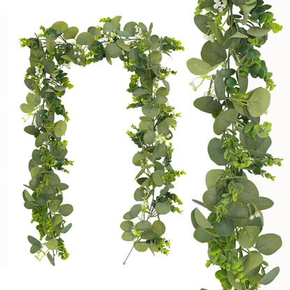 180cm Simulation Greenery Eucalyptus Ivy Leaf Rattan Hanging Fake Flower Decoration Rattan, Style: F Model by bashfashion