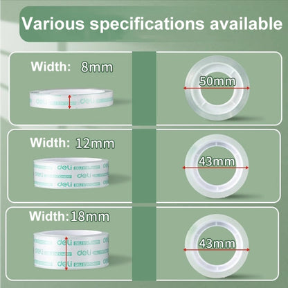 8 Rolls Width 1.8cm x Length 12.8m Deli Small High Viscosity Office Transparent Tape Student Stationery Tape by Deli