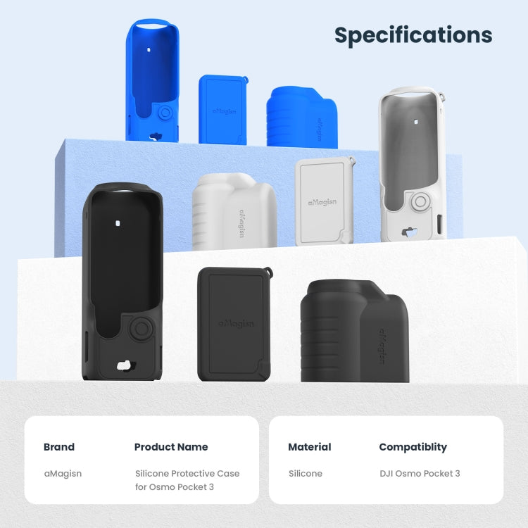 For DJI Osmo Pocket 3 AMagisn Silicone Protection Case Movement Camera Accessories, Style: 5 In 1 Black by aMagisn