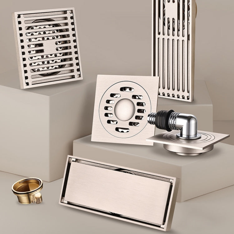 All Copper Brushed Anti-Odor Floor Drain Gravity Copper Core Bathroom Floor Drain, Specification: 8x30cm Long Invisible Medium Drain by bashfashion