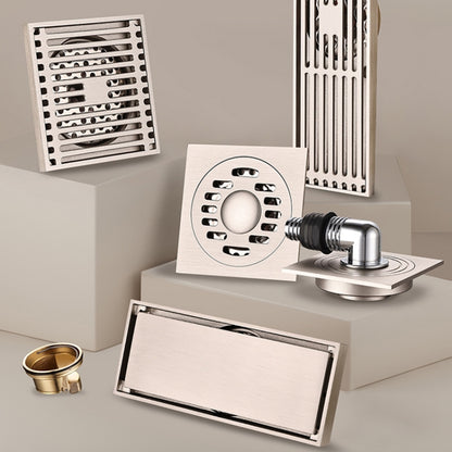 All Copper Brushed Anti-Odor Floor Drain Gravity Copper Core Bathroom Floor Drain, Specification: 8x30cm Long Invisible Medium Drain by bashfashion