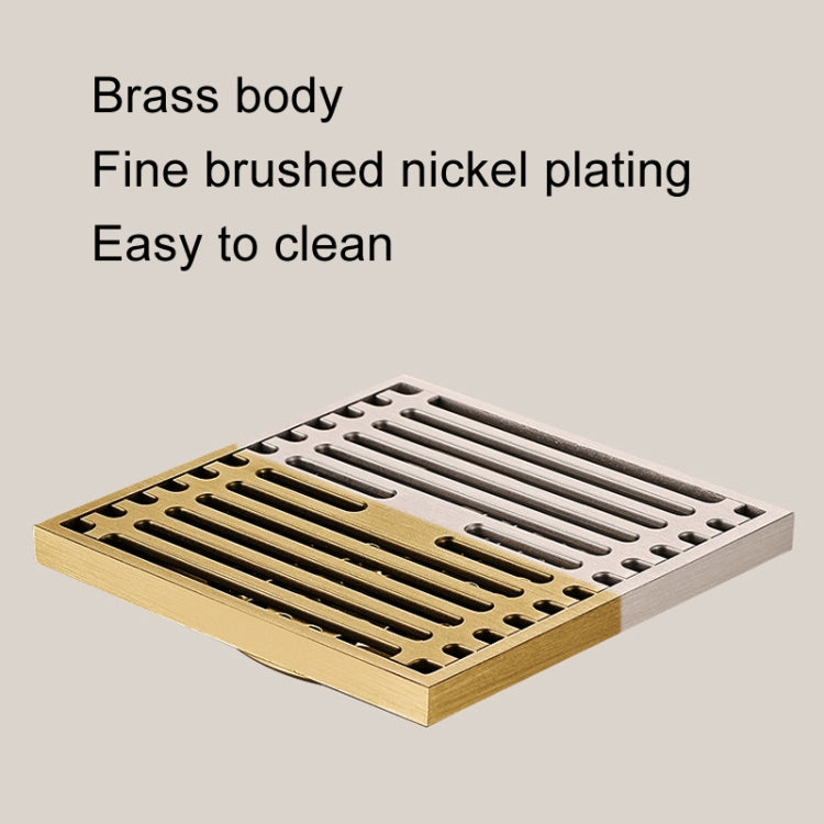 All Copper Brushed Anti-Odor Floor Drain Gravity Copper Core Bathroom Floor Drain, Specification: 8x30cm Long Invisible Medium Drain by bashfashion