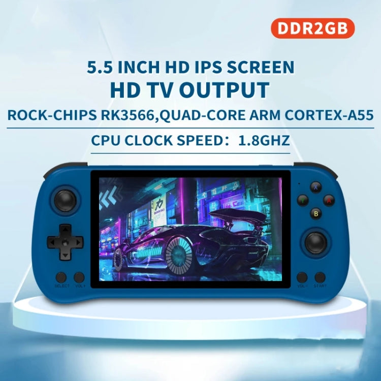 POWKIDDY X55 Game Console 5.5 Inch 1280 X 720 IPS Screen RK3566 Linux System Open-Source Retro Video Player 16GB+256GB(White) by POWKIDDY