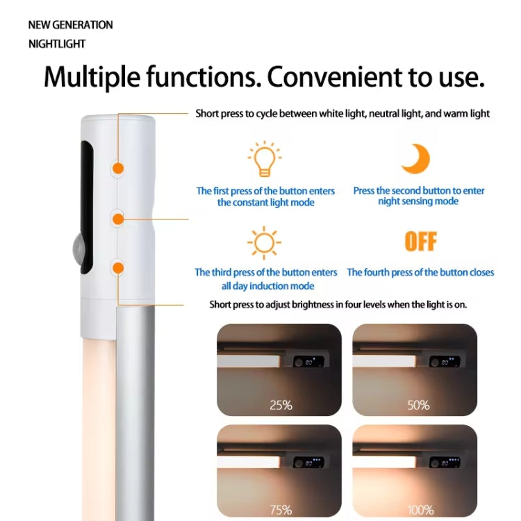 Rechargeable Under Cabinet LED Motion Sensor Night Light with Digital Display 1200mAH(Black) by bashfashion