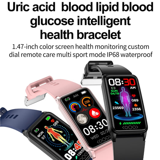 Uric Acid Blood Lipid Noninvasive Blood Sugar Heart Rate Oxygen Temperature Monitoring Smart Healthy Sports Bracelet(Blue) by bashfashion