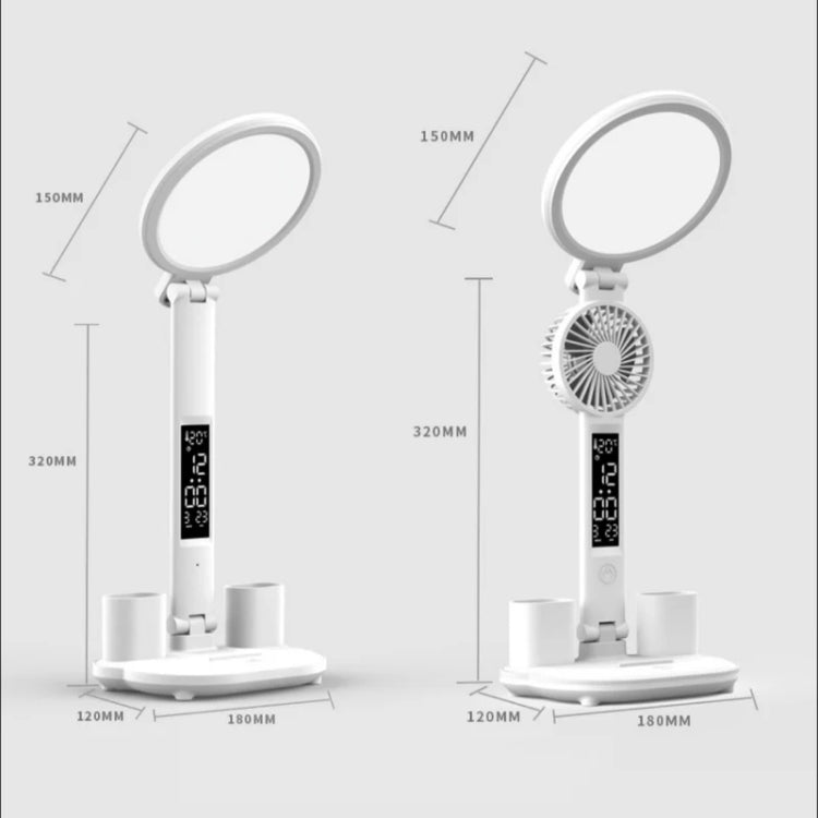 Charging Model 3200mAH With Clock Round Desk Lamp Study Reading Folding Smart Bedside Eye Protection Lamp by bashfashion
