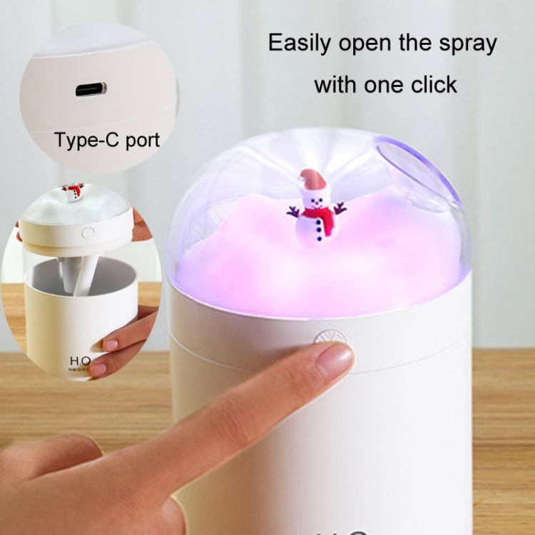 500ml Snowman Humidifier USB Desktop Large Capacity Colorful Ambient Light Air Humidifier(White) by bashfashion