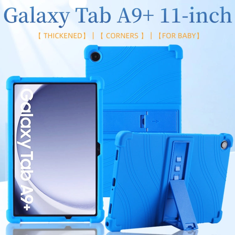 For Samsung Galaxy Tab A9+ Shockproof Silicone Tablet Protective Case With Holder(Rainbow Color) by bashfashion