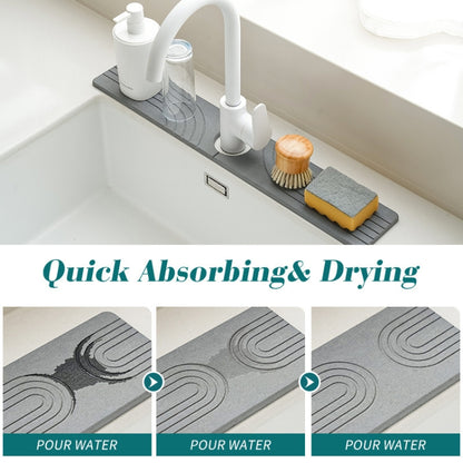 Faucet Sink Drying Mat Diatomaceous Earth Stone Splashproof Absorbent Sink Drainage Mat, Color: K05 Dark Gray(60x10cm) by bashfashion