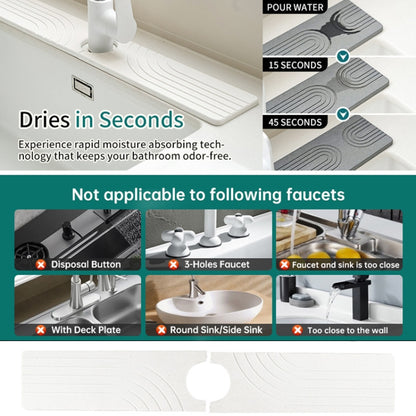 Faucet Sink Drying Mat Diatomaceous Earth Stone Splashproof Absorbent Sink Drainage Mat, Color: K05 White(40x10cm) by bashfashion