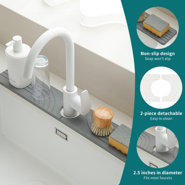 Faucet Sink Drying Mat Diatomaceous Earth Stone Splashproof Absorbent Sink Drainage Mat, Color: K02 Dark Gray(60x10cm) by bashfashion