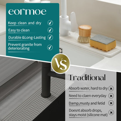 Faucet Sink Drying Mat Diatomaceous Earth Stone Splashproof Absorbent Sink Drainage Mat, Color: K04 Dark Gray(60x10cm) by bashfashion