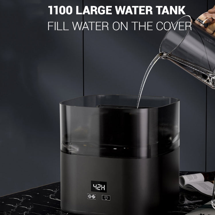 JSQ-58 1.1L large Capacity Digital Display Flame Atomization Humidifier, Color: Rose Gold(US Plug) by bashfashion