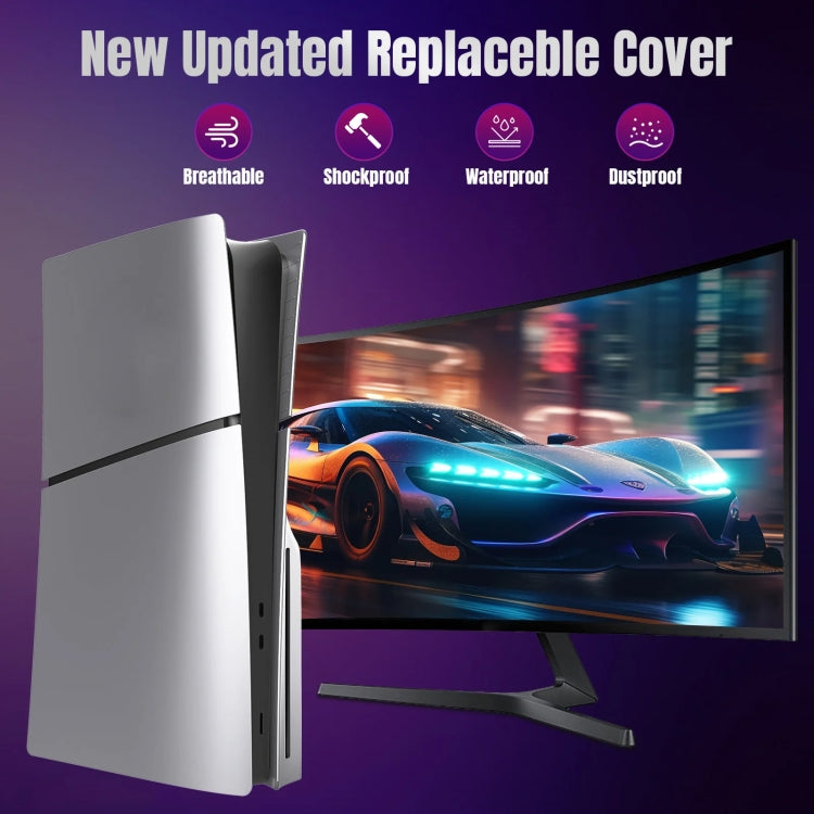 For PS5 Slim Replacement Faceplate Shell Detachable Protective Case, Model: Disc Edition White by bashfashion