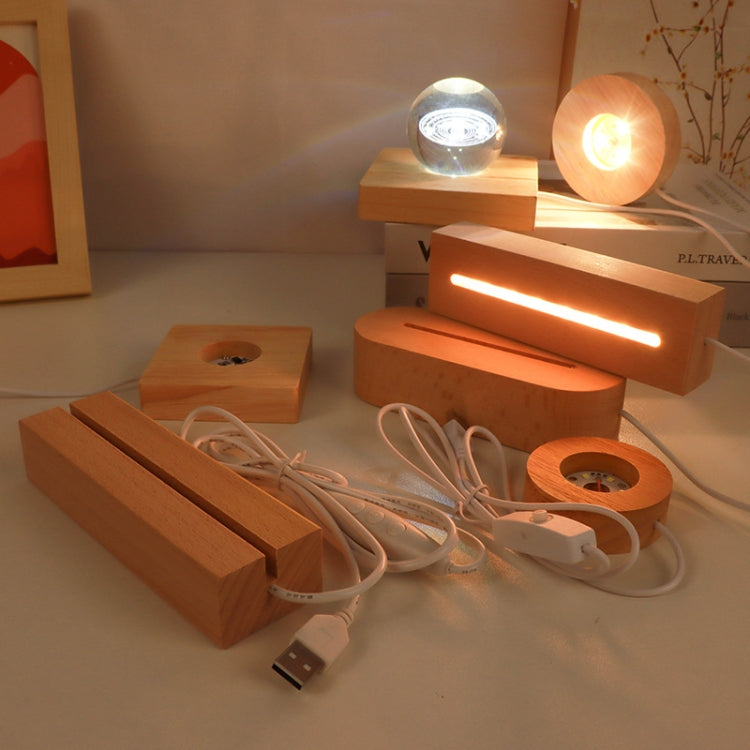 LED Light Solid Wood Luminous Base for Resin Art Acrylic Glass Lights Round 10x2cm(Three-color Light) by bashfashion