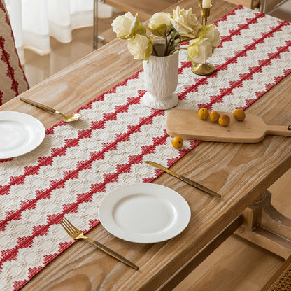 33x183cm Christmas Towel Embroidery Table Flag Simple Tablecloths(Christmas Tree Wave) by bashfashion