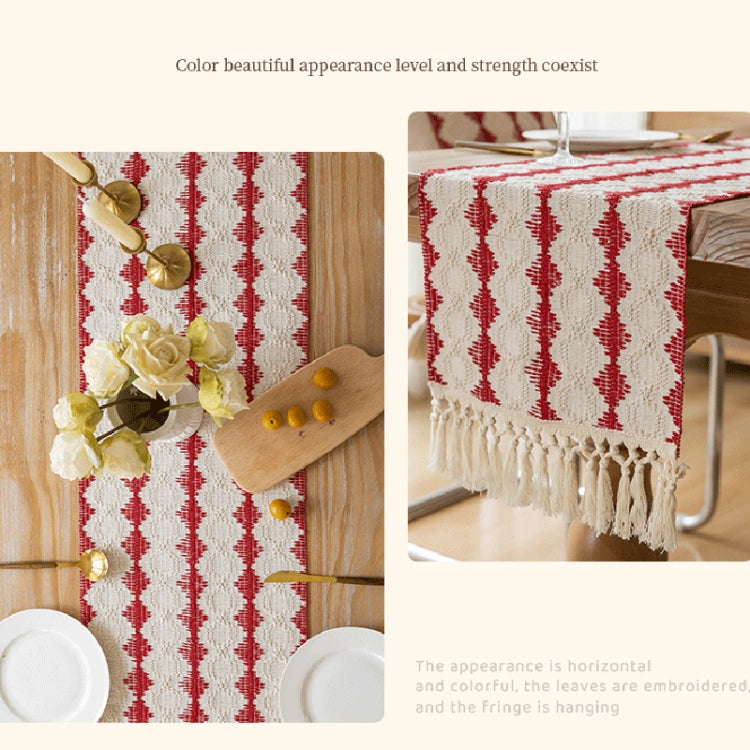 33x183cm Christmas Towel Embroidery Table Flag Simple Tablecloths(Christmas Tree Wave) by bashfashion