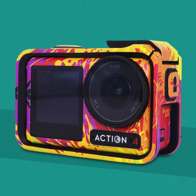 For DJI Action 4 Motion Camera Stickers All Inclusive Photo Frame Color Changing Stickers Accessories, Style: AC4-17 Snake Scale Red by bashfashion