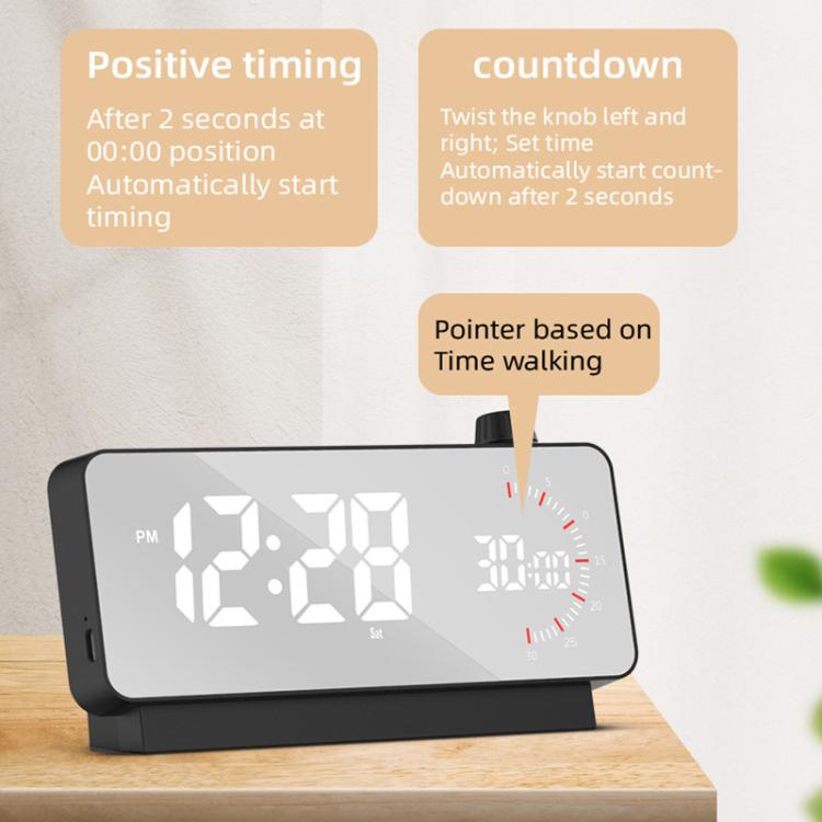 Multi-Functional LED Screen Mirror Charging Alarm Clock Reminder Visual Timer(Black) by bashfashion