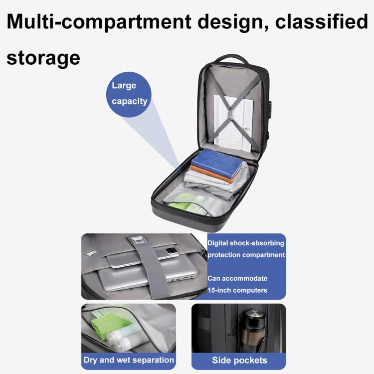 OUMANTU 966 Large-Capacity Waterproof Three-Dimensional Password Lock Laptop Backpack(Gray) by OUMANTU
