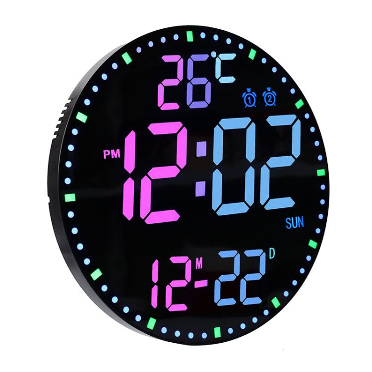 11.6-Inch RGB Wall Clock With Remote Control Multi-Functional Alarm Clock Bamboo+Bamboo by bashfashion