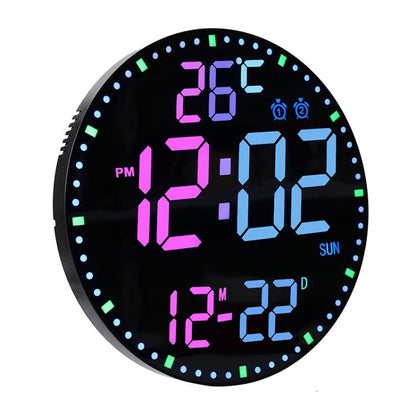 11.6-Inch RGB Wall Clock With Remote Control Multi-Functional Alarm Clock Bamboo+Bamboo by bashfashion
