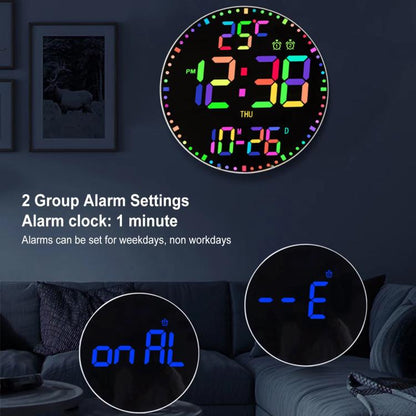 11.6-Inch RGB Wall Clock With Remote Control Multi-Functional Alarm Clock Black+Black by bashfashion
