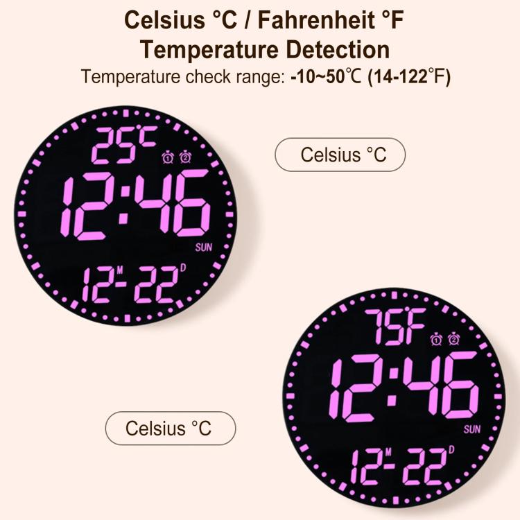 11.6-Inch RGB Wall Clock With Remote Control Multi-Functional Alarm Clock Bamboo+Cloth by bashfashion