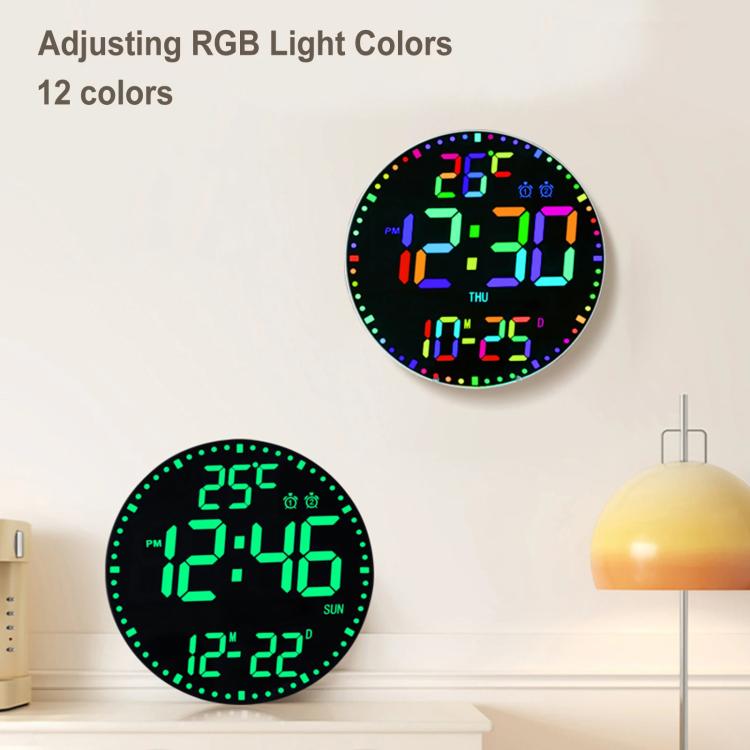 11.6-Inch RGB Wall Clock With Remote Control Multi-Functional Alarm Clock Bamboo+Cloth by bashfashion