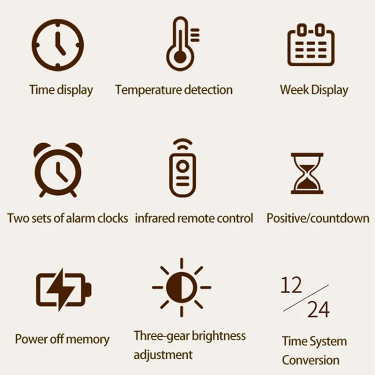 11.6-Inch White Light Wall Clock With Remote Control Multi-Functional Alarm Clock White+Cloth by bashfashion