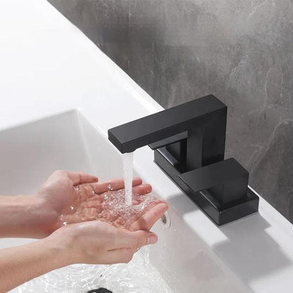 Dual Handle Two-Hole Bathroom Sink Faucet for Undermount Basin Separate Hot/Cold Water Controls, Spec: Black YH007 by bashfashion