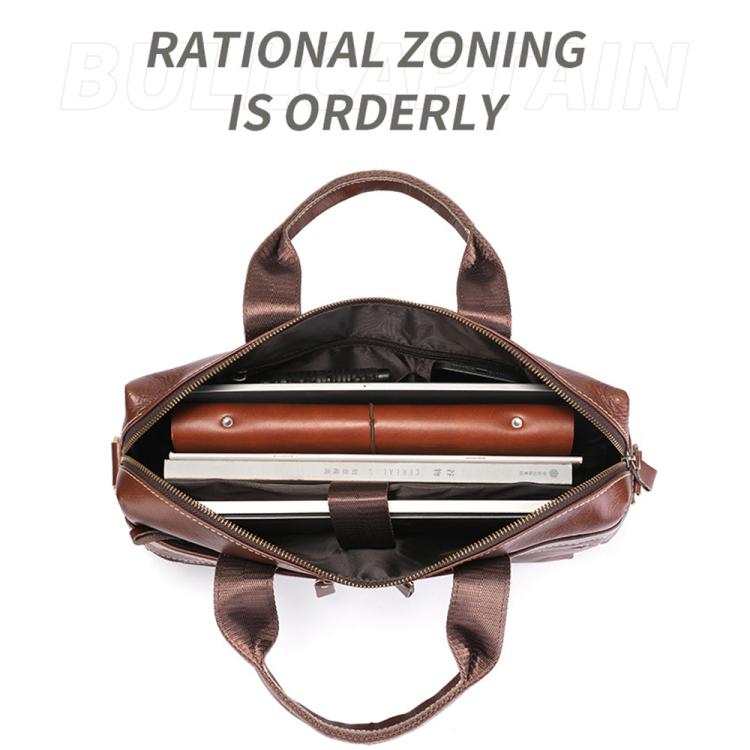 BULL CAPTAIN 056 Large Capacity Top Layer Cowhide Retro Business Hand-Held Briefcase(Black Metal) by BULL CAPTAIN