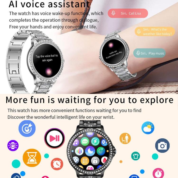 Bluetooth Calling AI Voice Assistant Life Waterproof Sports Smartwatch, Color: Black Mesh Strap+Silicone Strap by bashfashion
