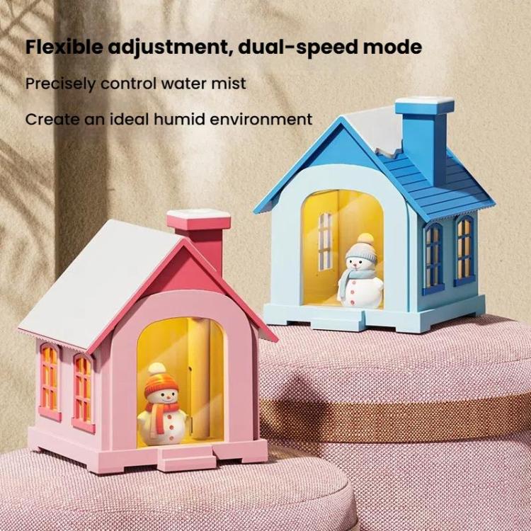 500ML Portable Mini Snow House Humidifier USB Desktop Snowman Colorful Ambient Light Air Humidifiers, Size: Rechargeable(Brown) by bashfashion