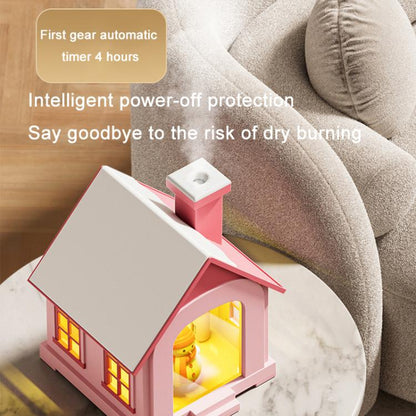 500ML Portable Mini Snow House Humidifier USB Desktop Snowman Colorful Ambient Light Air Humidifiers, Size: Rechargeable(Brown) by bashfashion