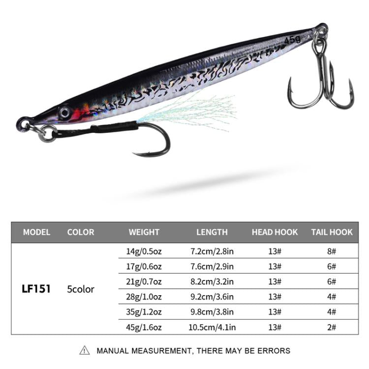 28G PROBEROS LF151 Long-Distance Casting Sinking Lure 3D Fast-Draw Sea Fishing Mackerel Hook(C) by PROBEROS
