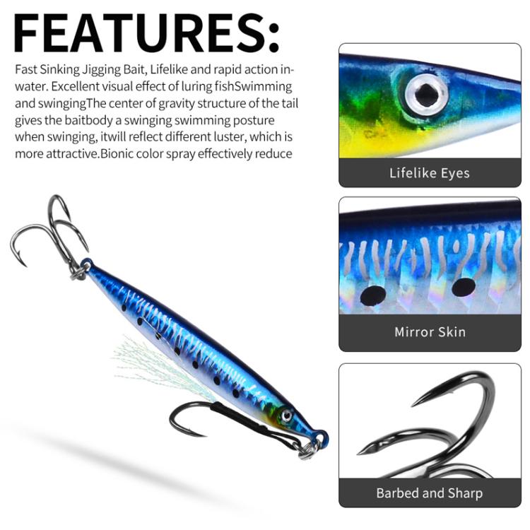 28G PROBEROS LF151 Long-Distance Casting Sinking Lure 3D Fast-Draw Sea Fishing Mackerel Hook(C) by PROBEROS
