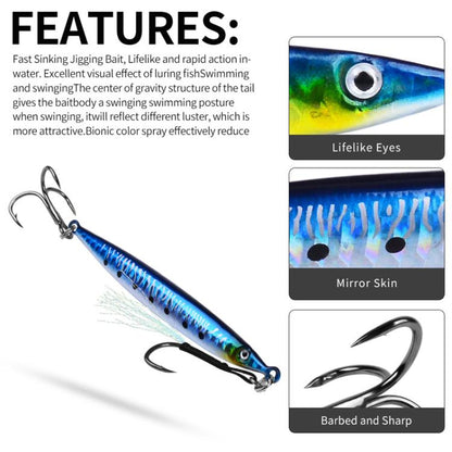 28G PROBEROS LF151 Long-Distance Casting Sinking Lure 3D Fast-Draw Sea Fishing Mackerel Hook(C) by PROBEROS
