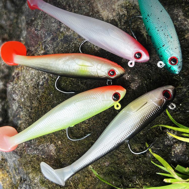 PROBEROS DW6092N12A 5pcs / Set T-Tail Lua False Bait Single Hook Full Swimming Submerged Imitation Soft Lure by PROBEROS