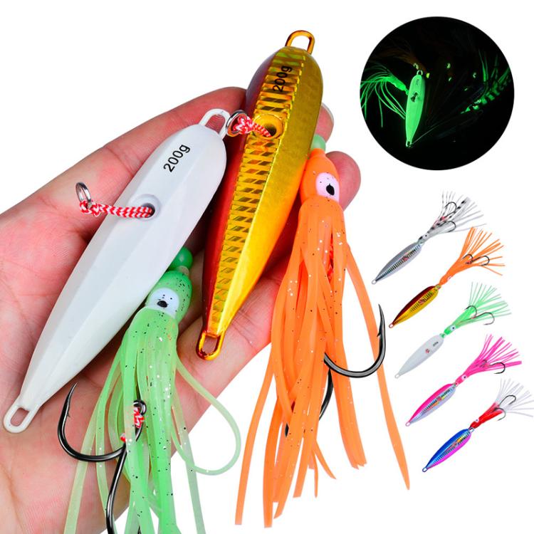 40G PROBEROS LF159 Luminous Bearded Squid Hook Slow Cranking Road Runner Iron Plate Bionic False Bait(E) by PROBEROS
