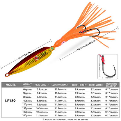 120G PROBEROS LF159 Luminous Bearded Squid Hook Slow Cranking Road Runner Iron Plate Bionic False Bait(B) by PROBEROS