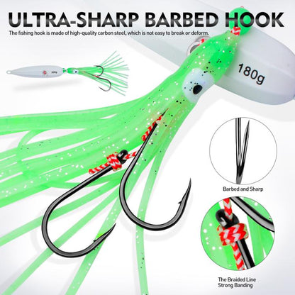 80G PROBEROS LF159 Luminous Bearded Squid Hook Slow Cranking Road Runner Iron Plate Bionic False Bait(C) by PROBEROS