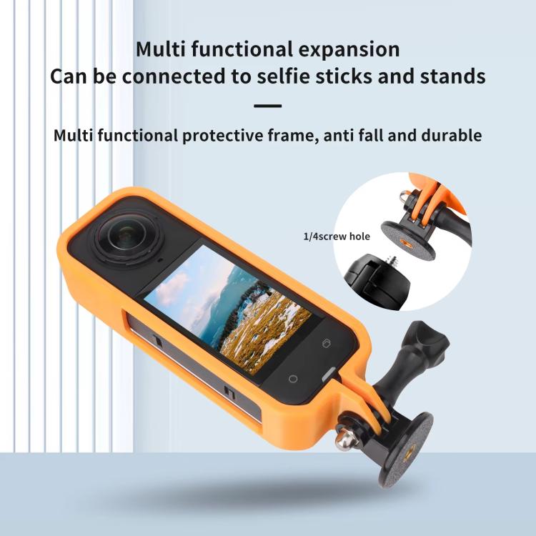 For Insta360 X5 360 Camera CQT Expandable Protective Cage Shockproof Case Horizontal Orange by CQT